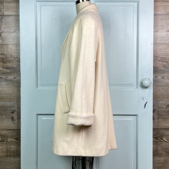 PAVILION Petites Vintage 80's Winter White 100% Wool Swing Coat Union Made Sz L - Picture 3 of 12